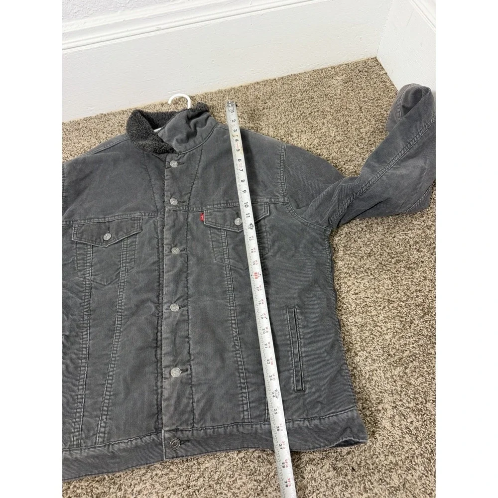 Levi's Corduroy Trucker Jacket Grey Sherpa Fleece Lined Men's Size XL